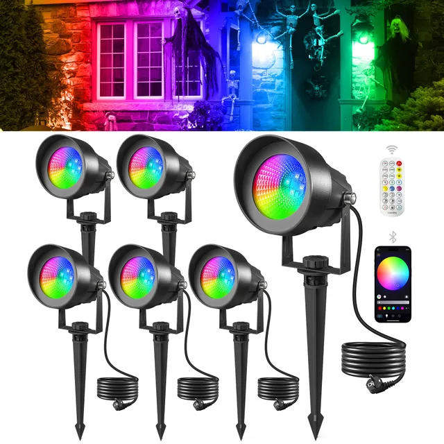 T-Sun Spot Lights spot LED extérieur RGB Bluetooth 6 pièces IP65