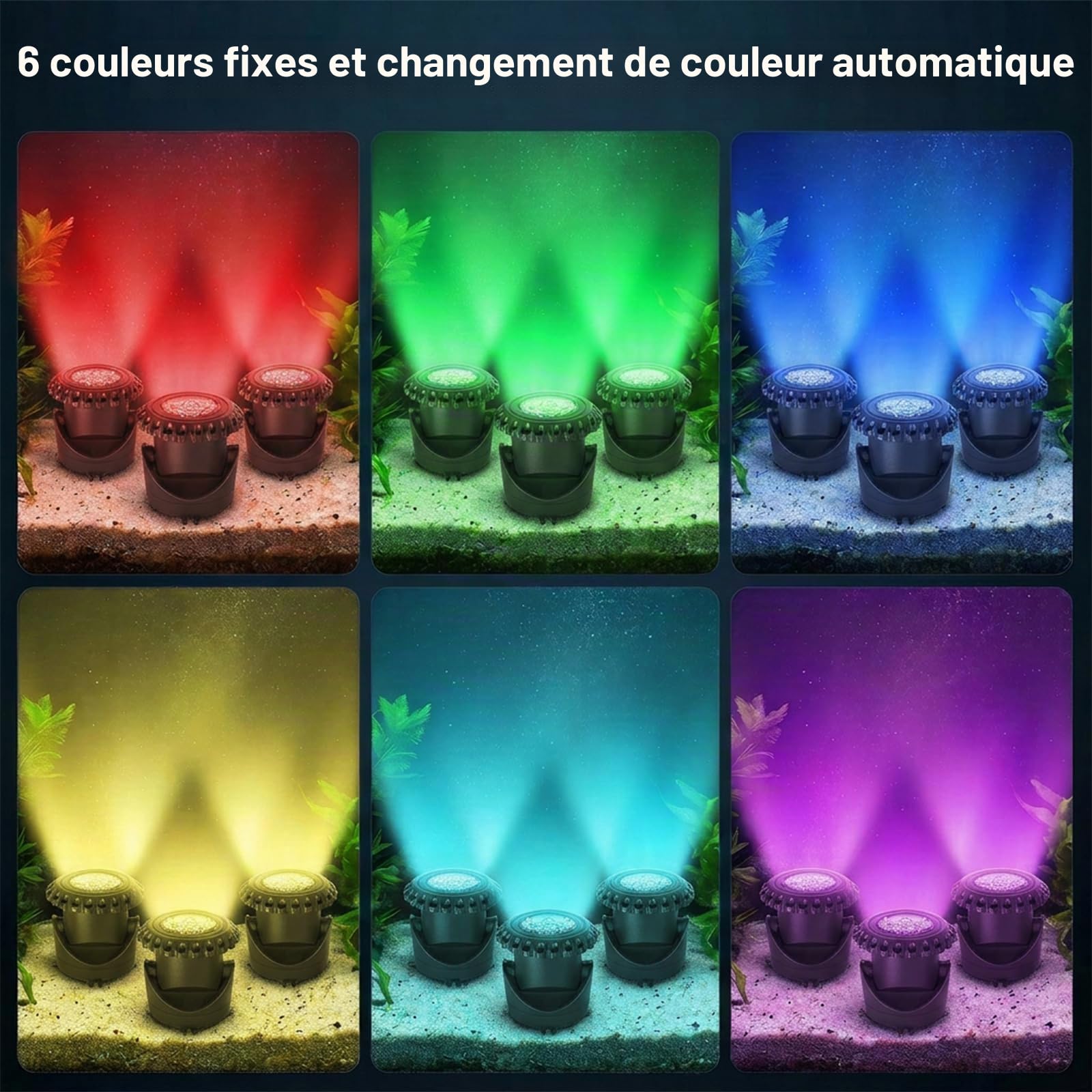 T-Sun Pond Lights spot solaire bassin submersible RGB 5 en 1 x3