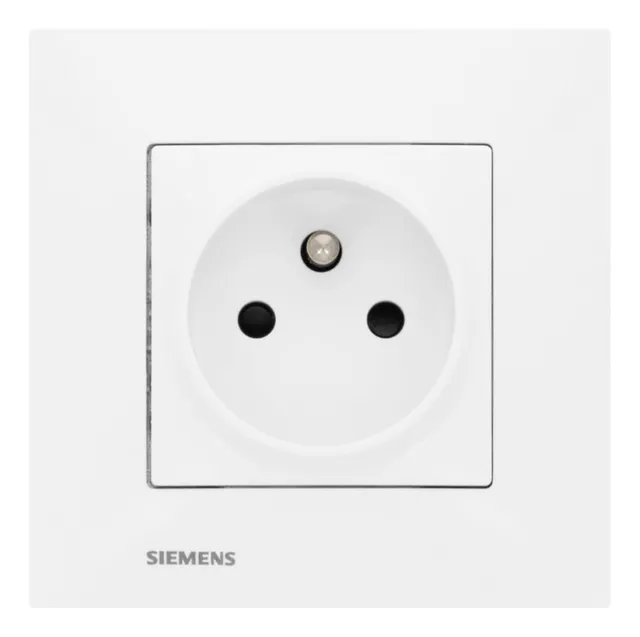 Siemens Delta Viva prise 2P+T blanc avec plaque