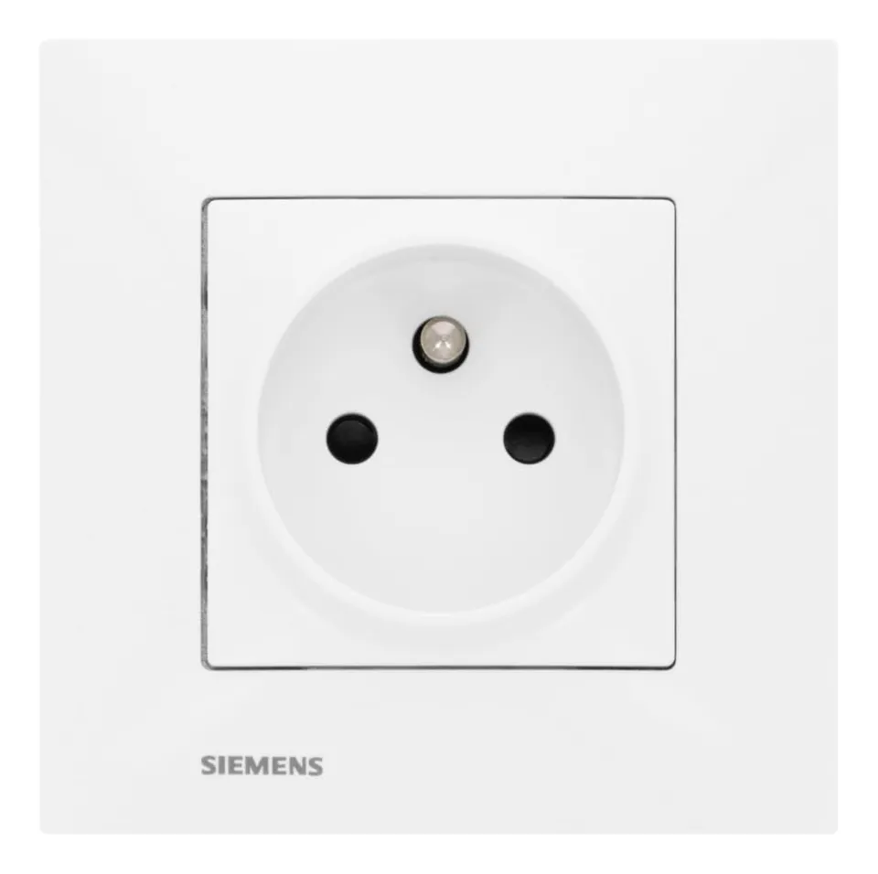 Siemens Delta Viva prise 2P+T blanc avec plaque