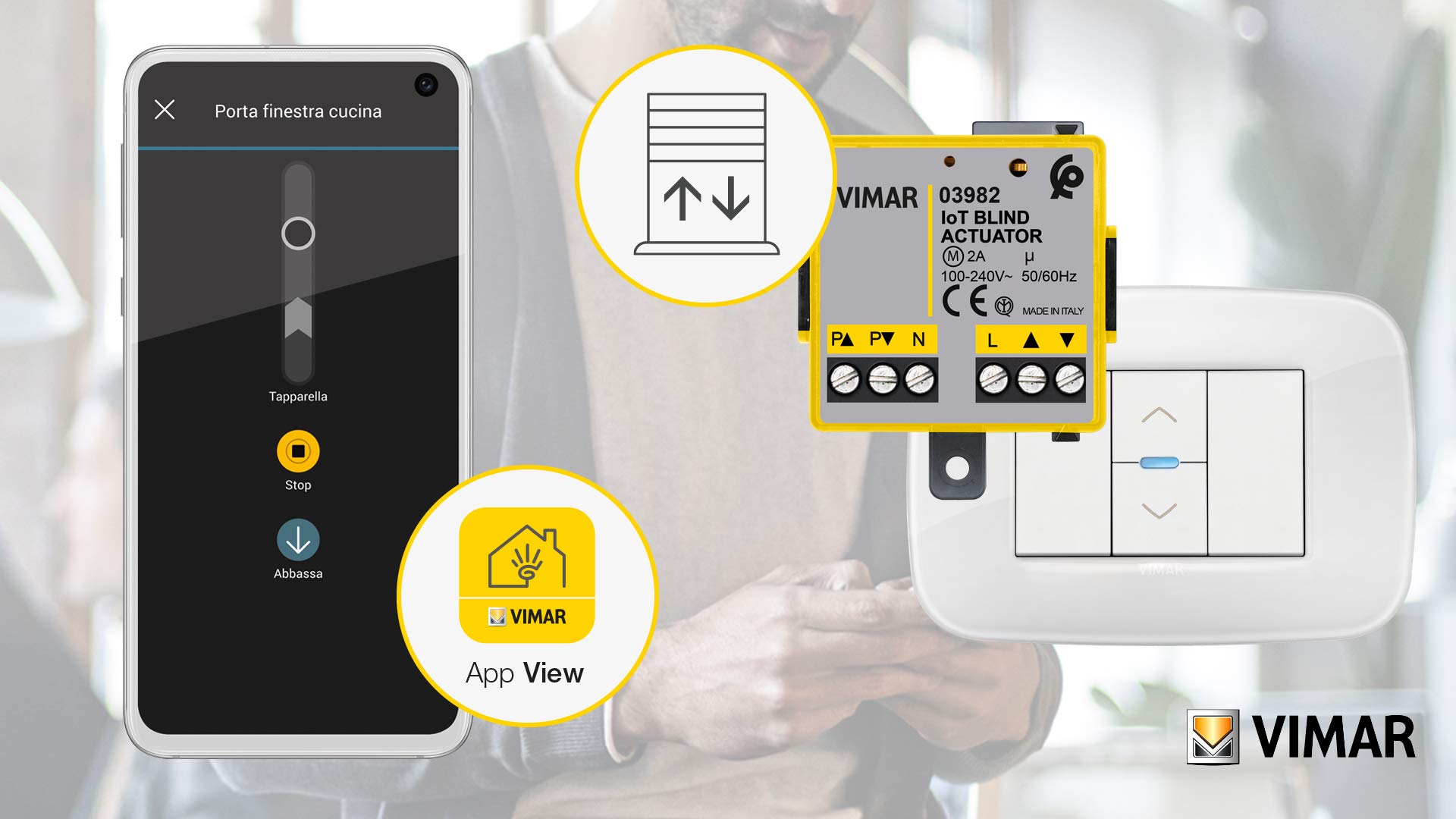 Vimar 03982 actionneur store connecté Wi-Fi Zigbee encastré