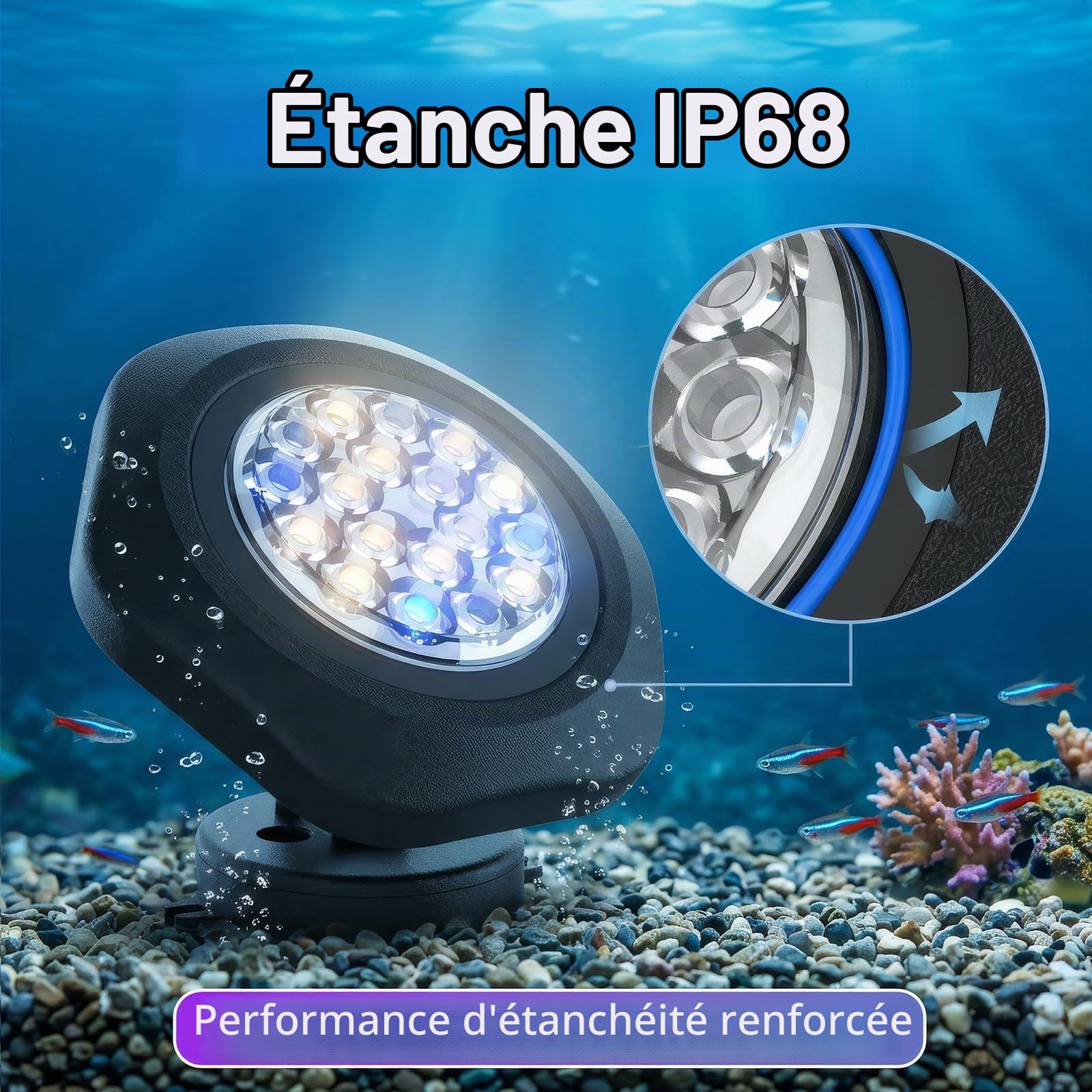 T-Sun Pond Lights Lampe Étang Solaire 2en1 RGB IP68
