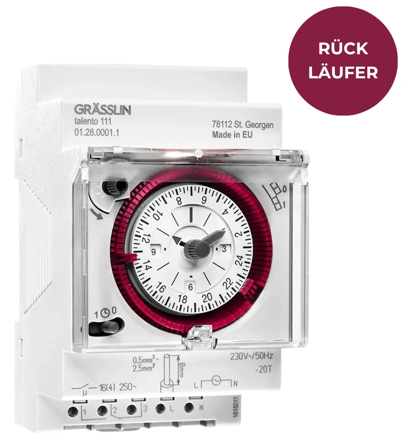 Grasslin talento 111 horloge mécanique journalière 230V