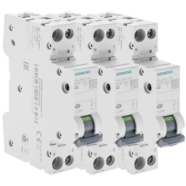 Siemens Sentron lot 3 disjoncteurs 2A phase+neutre courbe C
