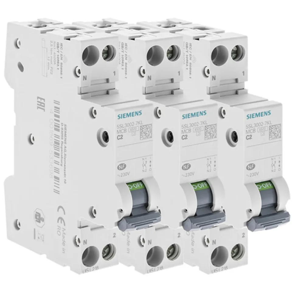 Siemens Sentron lot 3 disjoncteurs 2A phase+neutre courbe C