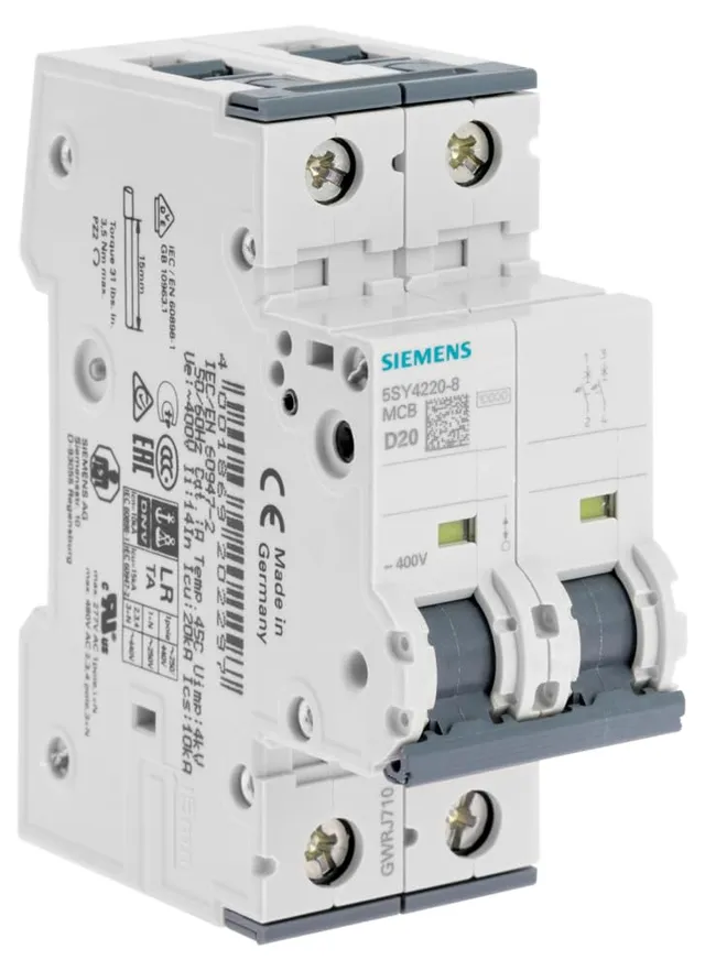 Siemens Sentron disjoncteur 2P 20A courbe D clim
