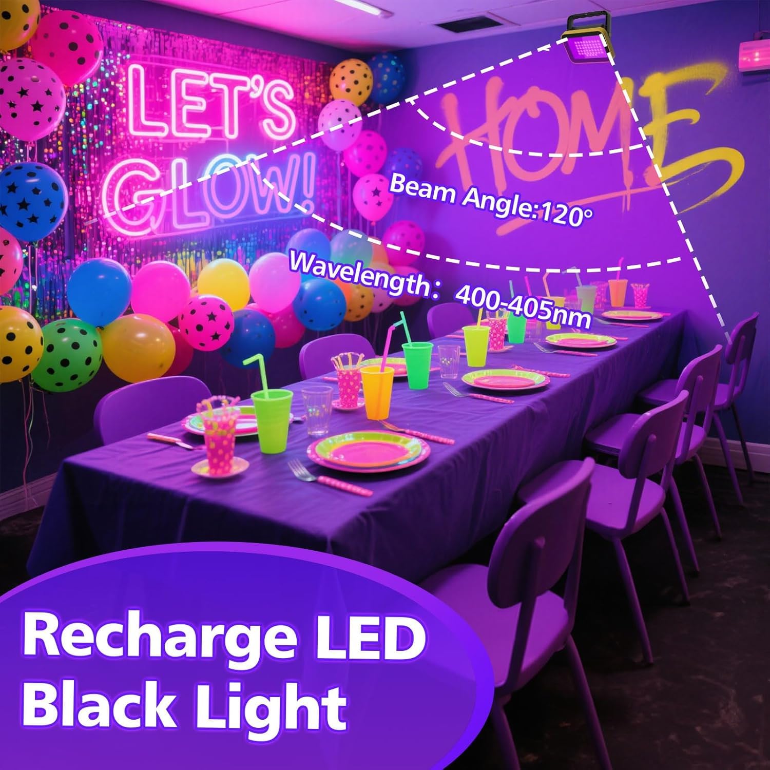 T-Sun Black Lights Projecteur UV LED Violet Lumière de Travail IP66
