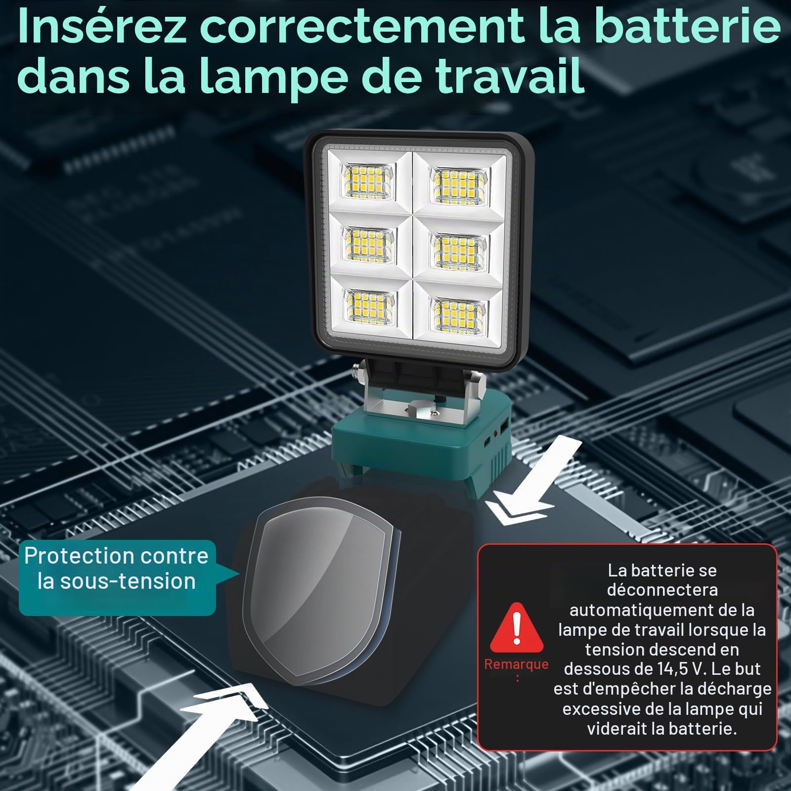 T-Sun Work Lights F0120-MT projecteur LED 48W Makita nu
