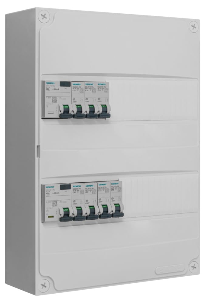 Siemens tableau électrique 2 rangées pré-équipé 2x40A 7 disjoncteurs