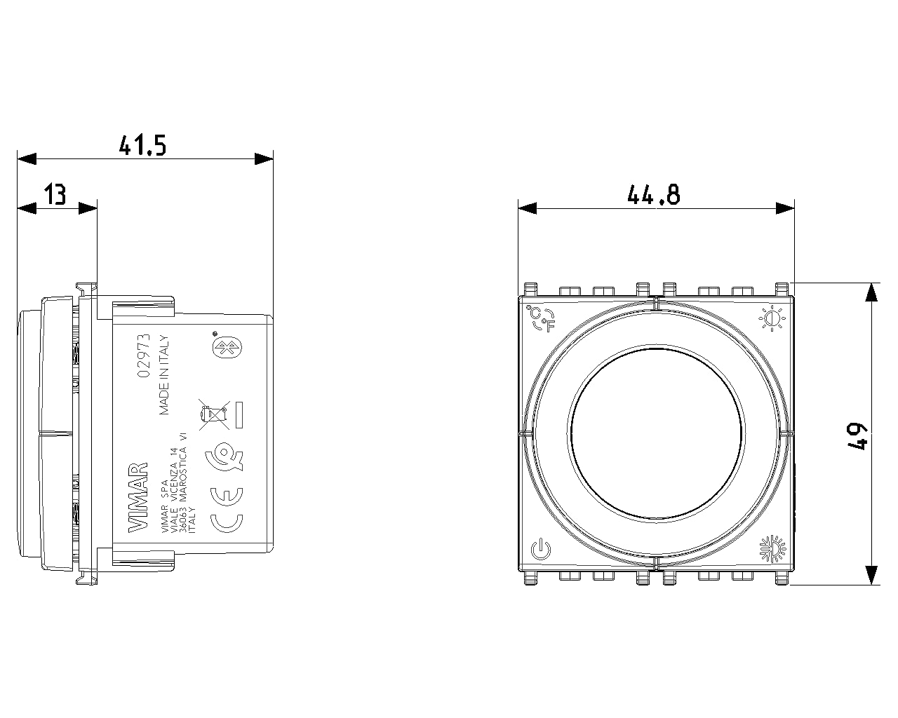 Vimar Composants de base Thermostat 02973.B WiFi Blanc 2 Modules