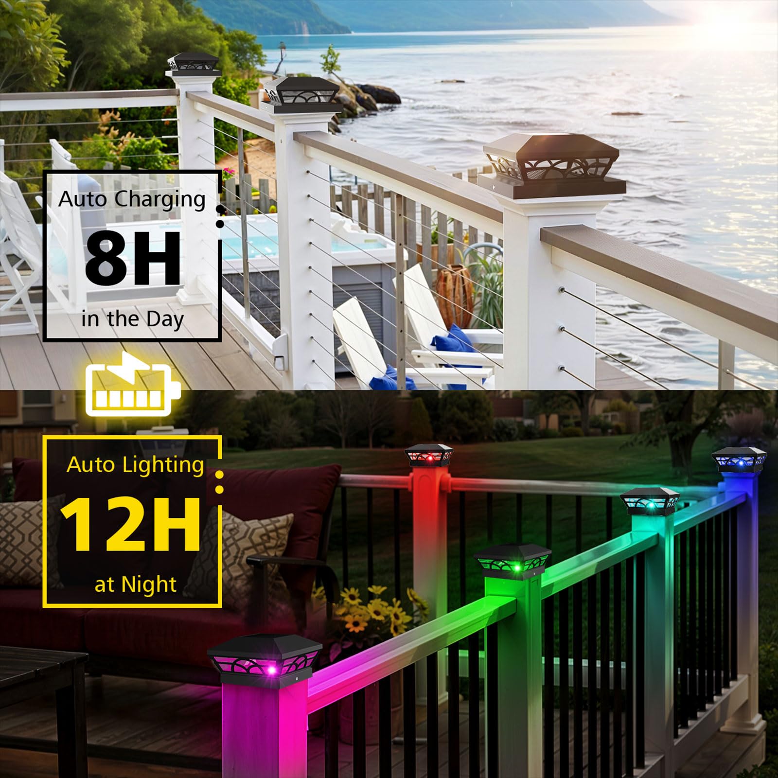 T-Sun Wall Lights RGB lampe solaire murale lot de 6 8 couleurs