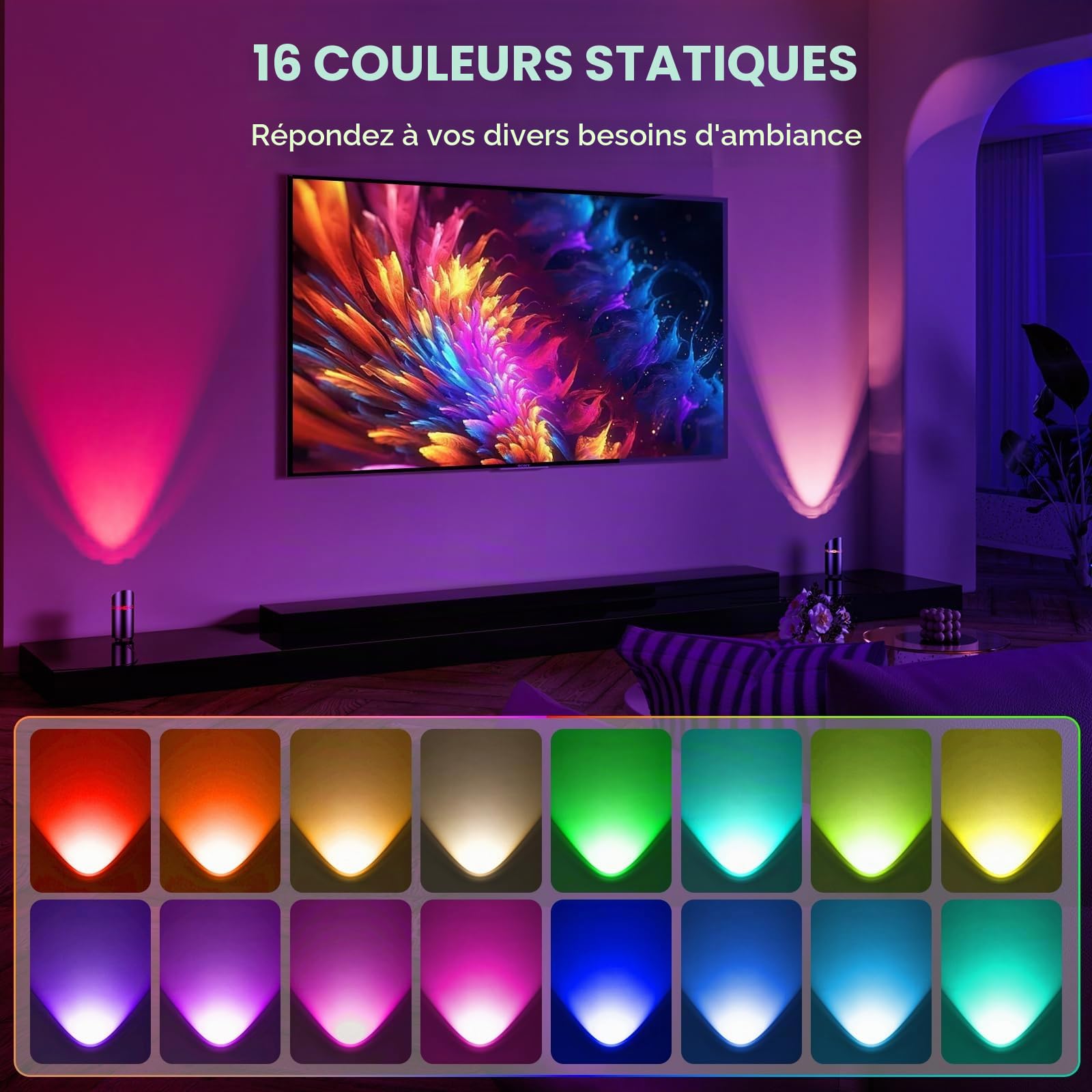 T-Sun Spot LED sol RGB noir 2 pièces GU10 3W