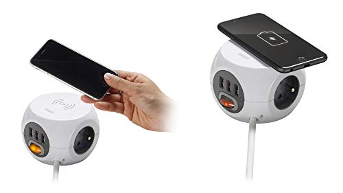 Vimar prise mobile multiple Schuko USB Qi blanc 16A