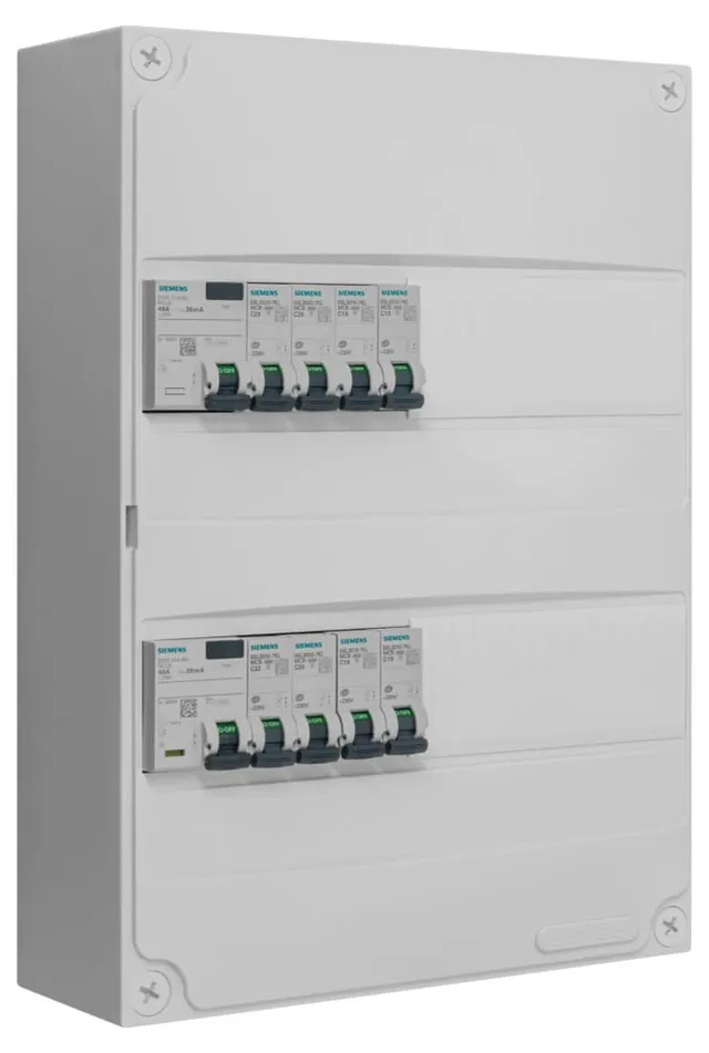 Siemens Tableau 2 rangées pré-équipé 2ID 40A 8 disjoncteurs