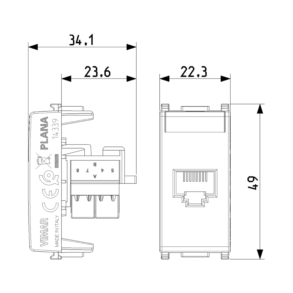 Vimar Plana 14339.6 prise RJ45 Cat.6 blanc
