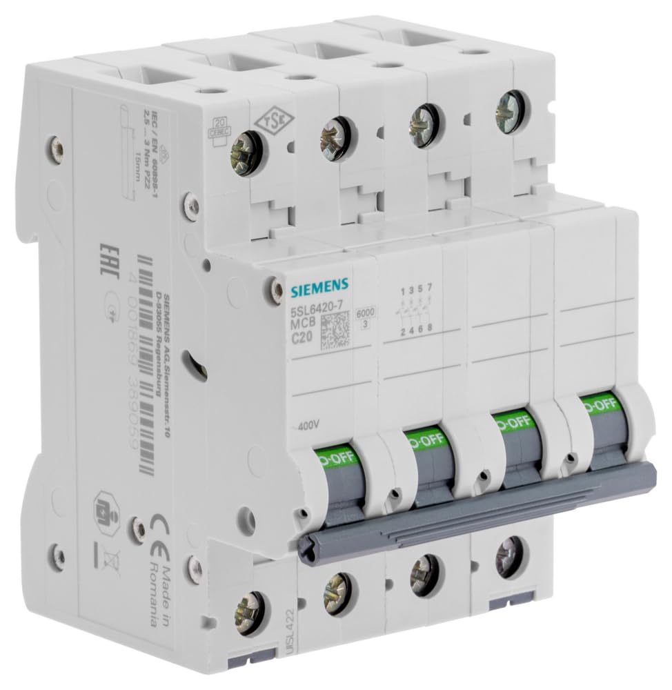 Siemens SENTRON disjoncteur tétrapolaire 20A courbe C 4P