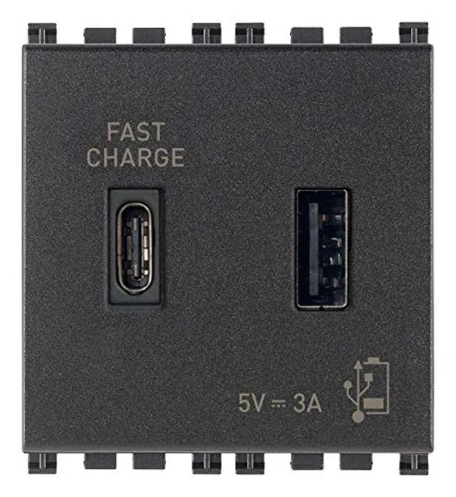Vimar Arké 19295.AC Prise USB A+C 3A 2 modules gris