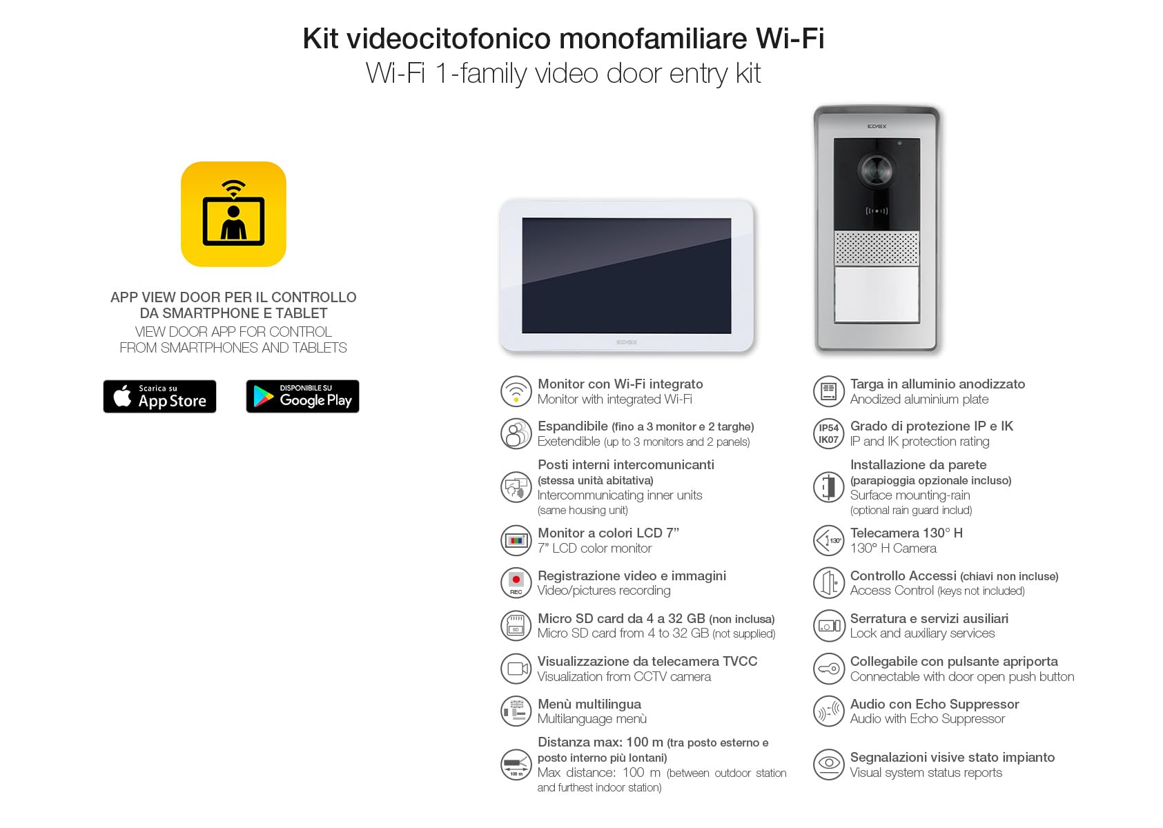 Vimar K42955 kit portier-vidéo WiFi 7" tactile 1 famille