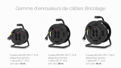 Vimar 0P32730 enrouleur 15m 4 prises 16A thermique