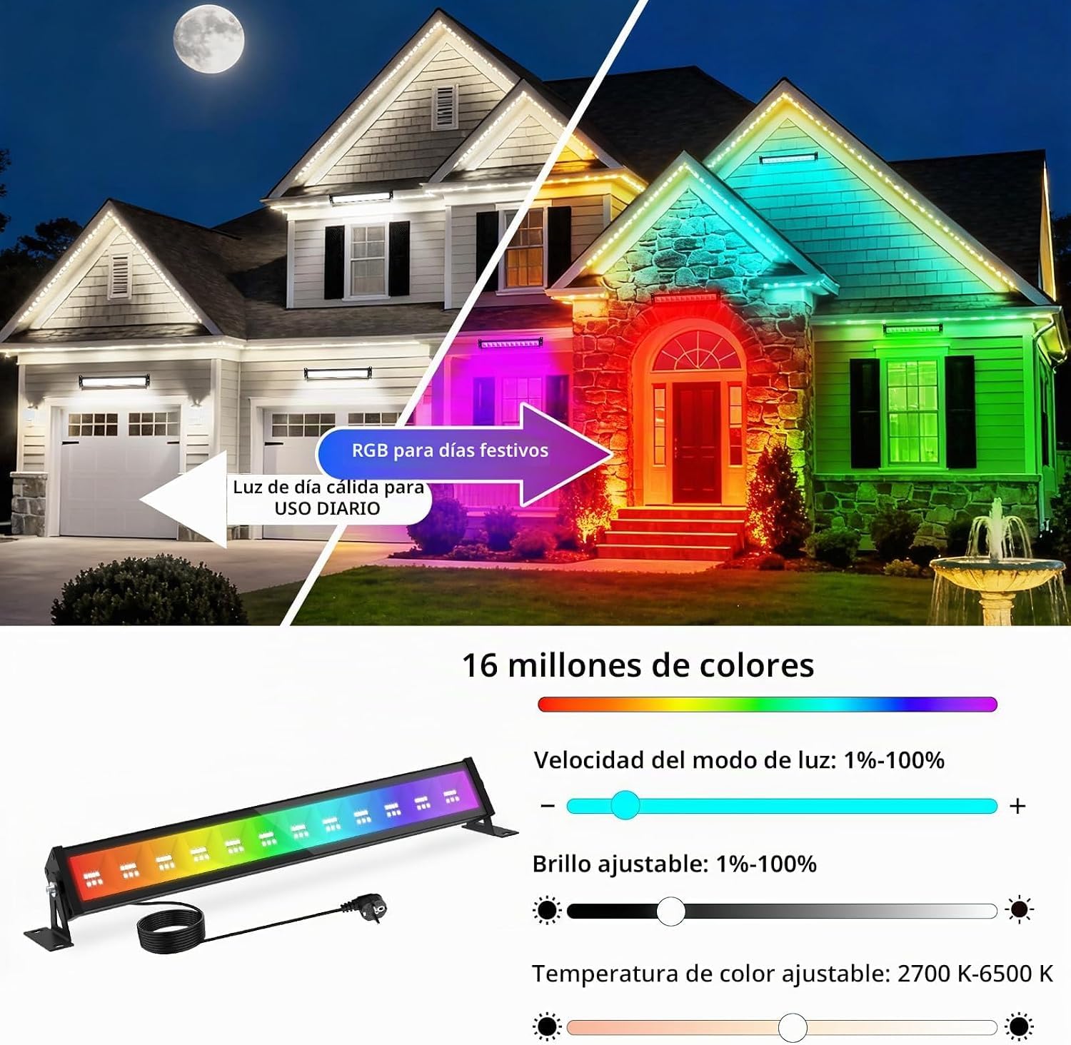 T-Sun Flood Lights projecteur LED 50W RGBCW barre étanche