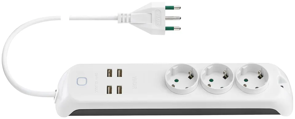 Vimar 00447.CC.B Multiprise Wi-Fi 3 Schuko + USB blanc