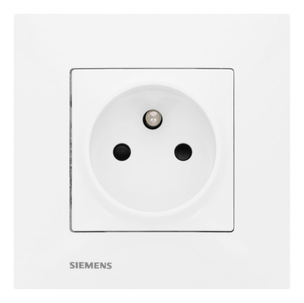 Siemens Delta Viva prise 2P+T blanc avec plaque