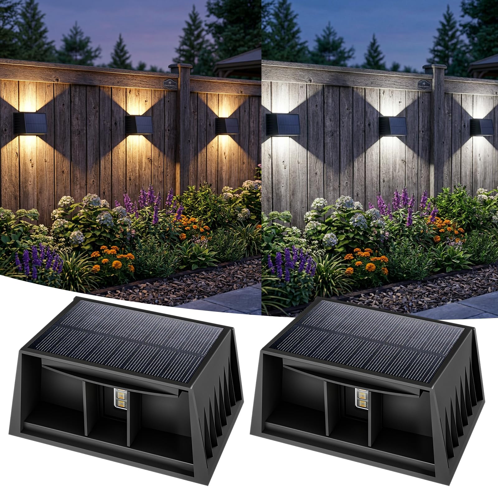 T-Sun Wall Lights Lampe solaire murale RVB IP65 2 pièces