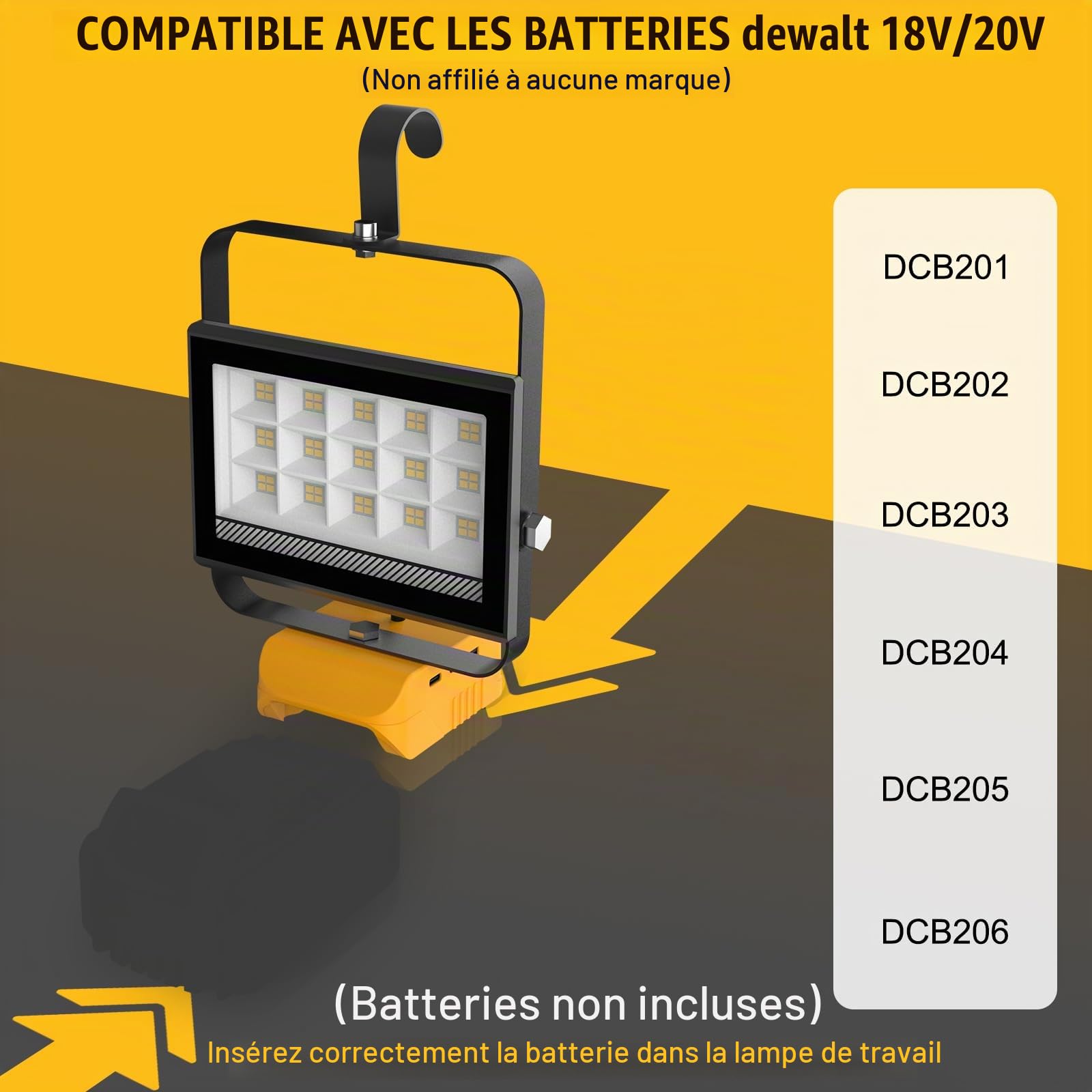 T-Sun Work Lights projecteur LED 60W 4500LM Dewalt
