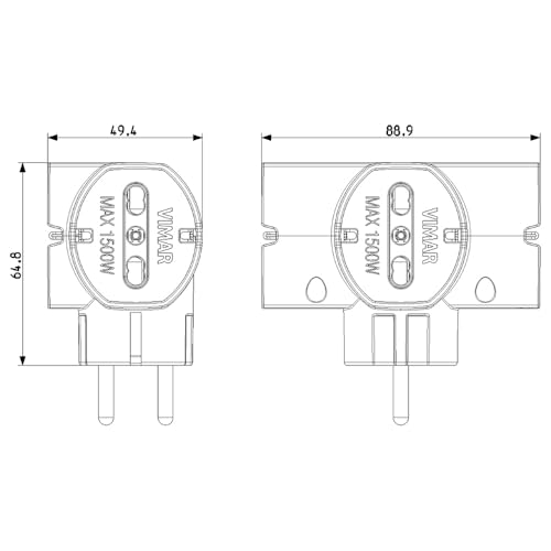 Vimar adaptateur multiple Sicury RI.00316.B blanc 3 prises