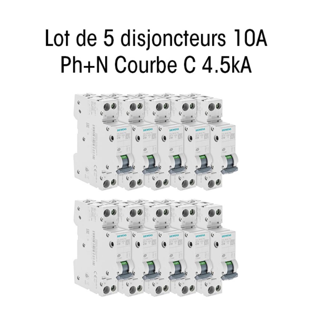 Siemens SENTRON disjoncteur 10A phase neutre lot 10 courbe C