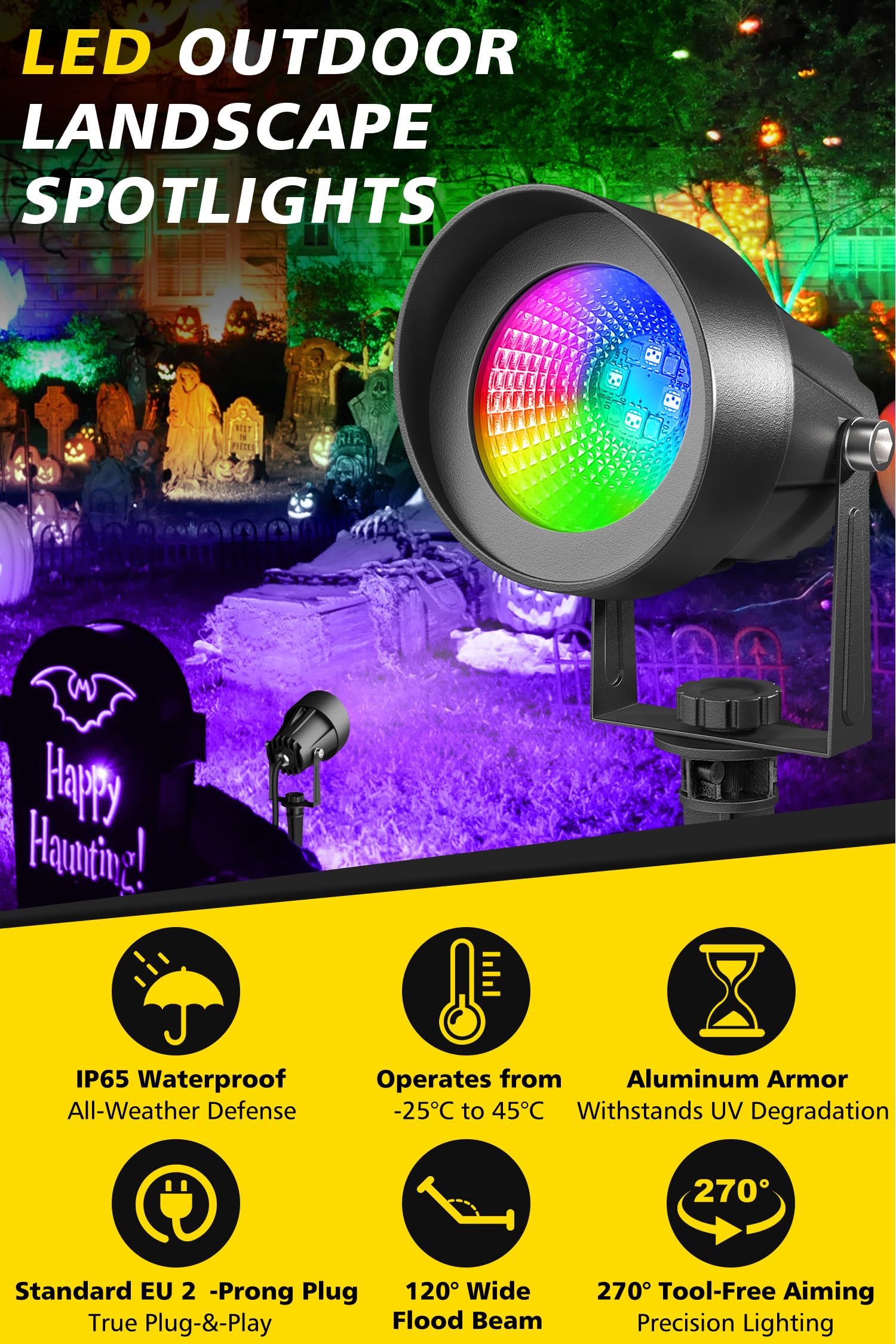 T-Sun Spot Lights spot LED extérieur RGB Bluetooth 6 pièces IP65