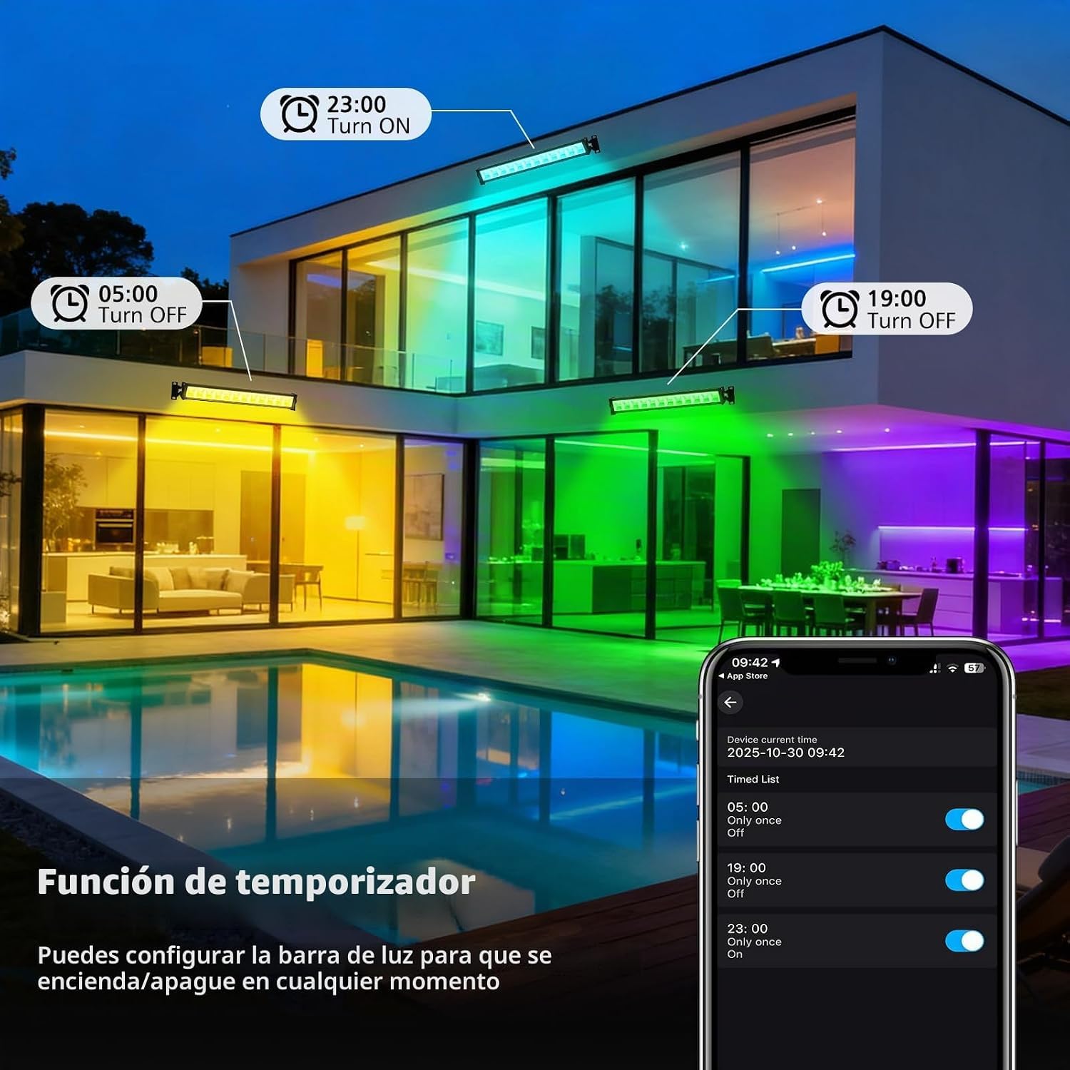 T-Sun Flood Lights projecteur LED 50W RGBCW barre étanche