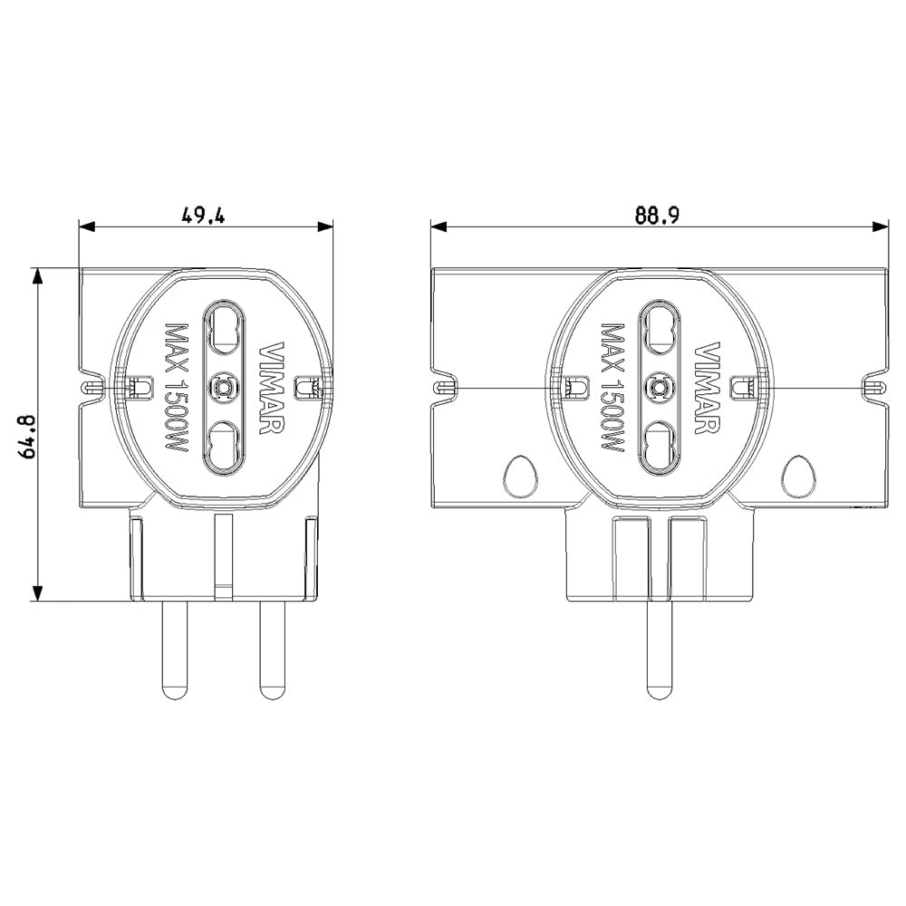 Vimar adaptateur multiple Sicury RI.00316.B blanc 3 prises