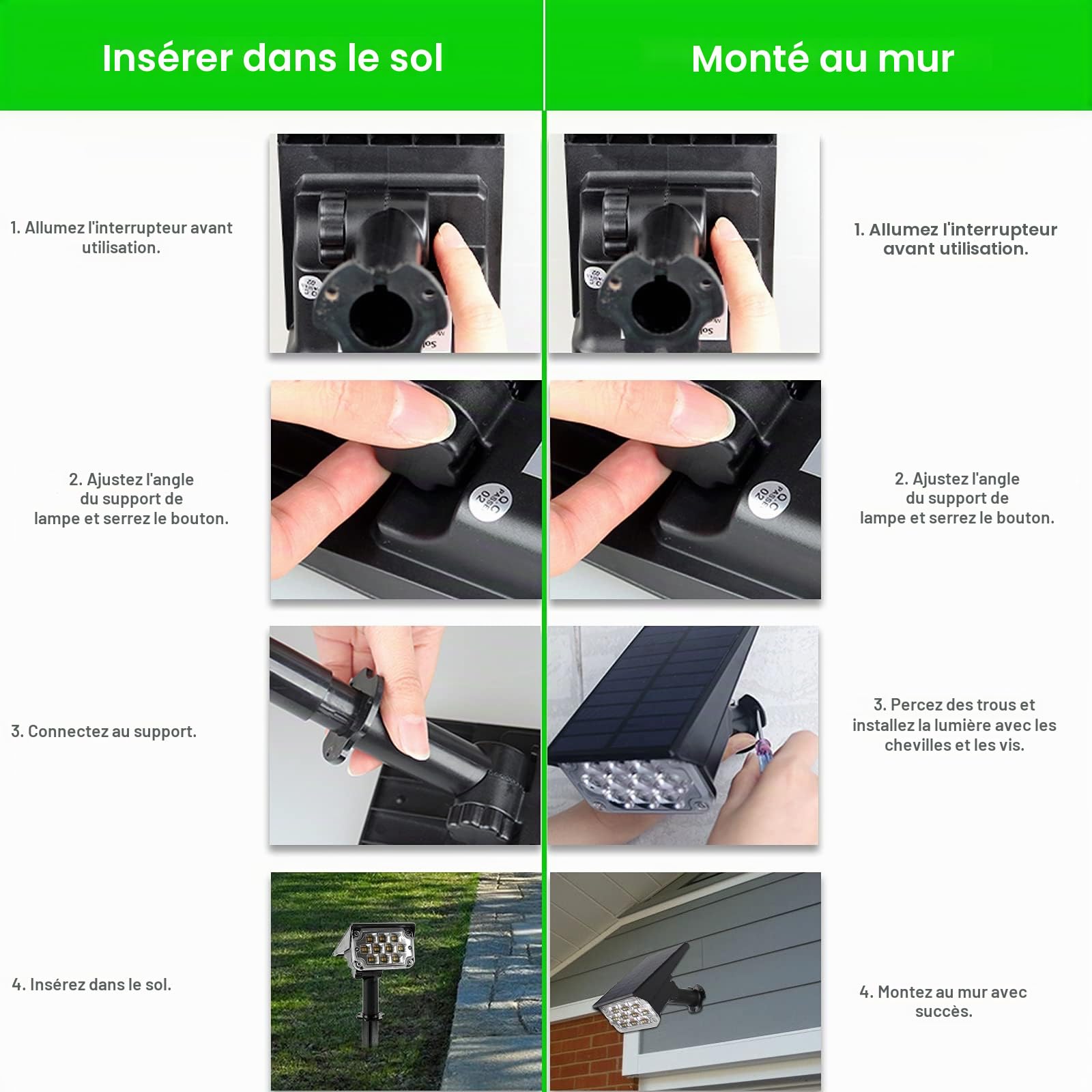 T-Sun Spot Lights 4 spots solaires verts IP65 lot 4