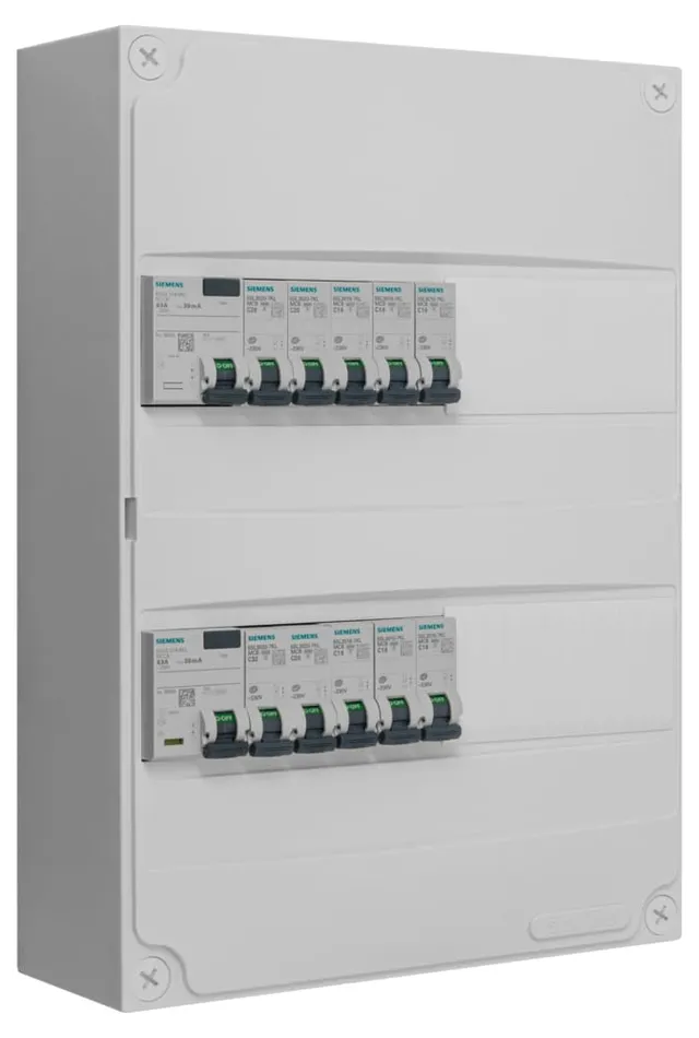 Siemens tableau électrique 2 rangées pré-équipé 2x63A 10 disjoncteurs