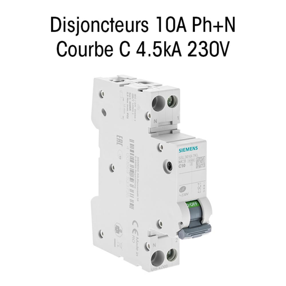 Siemens Sentron disjoncteur 10A Ph+N courbe C 4,5 kA 230V