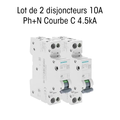 Siemens SENTRON disjoncteur 10A phase neutre lot 2 courbe C