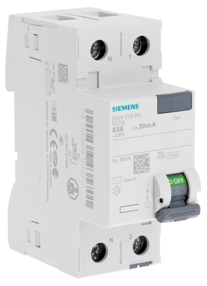 Siemens Sentron interrupteur différentiel 30mA 63A type AC 2 modules