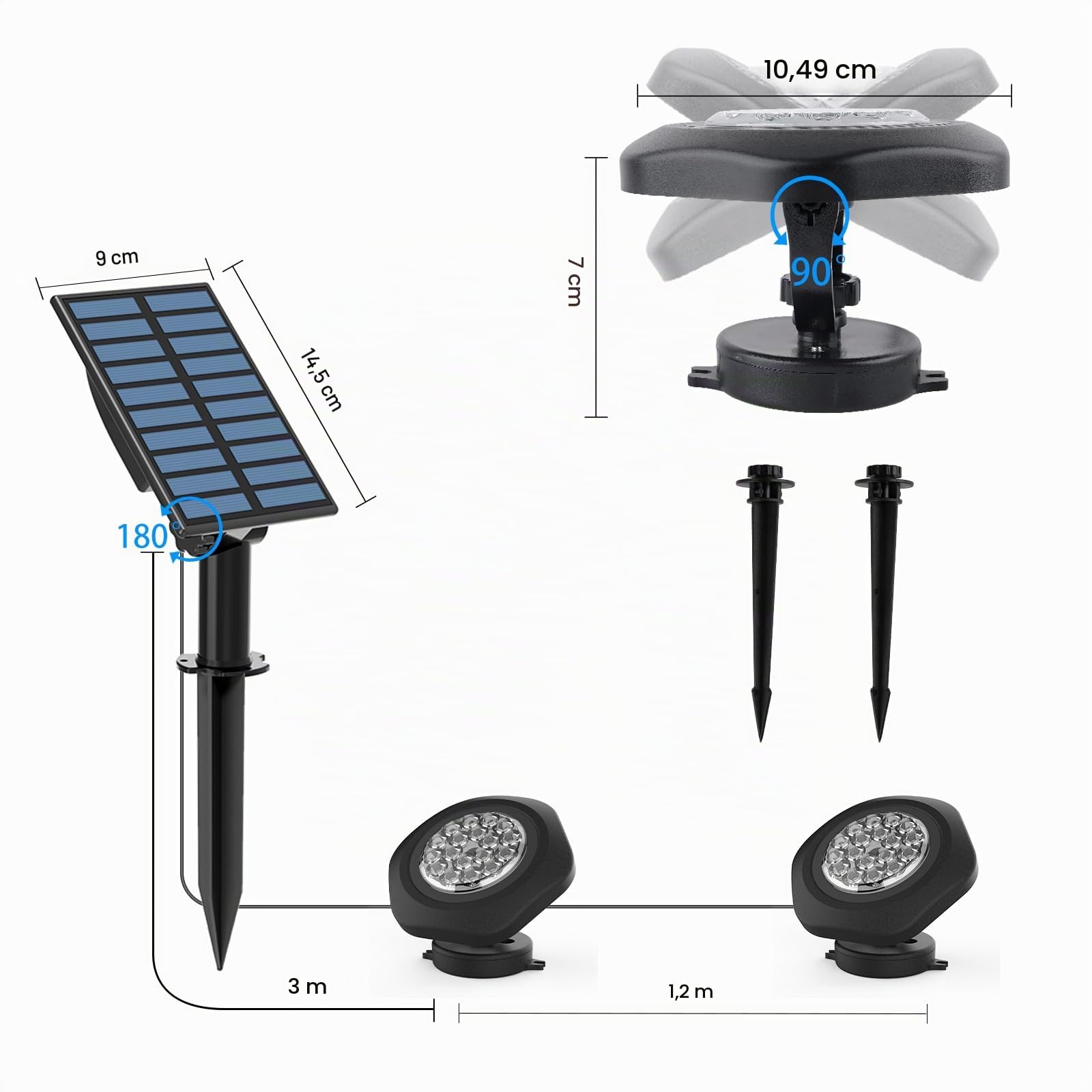 T-Sun Pond Lights Lampe Étang Solaire 2en1 RGB IP68