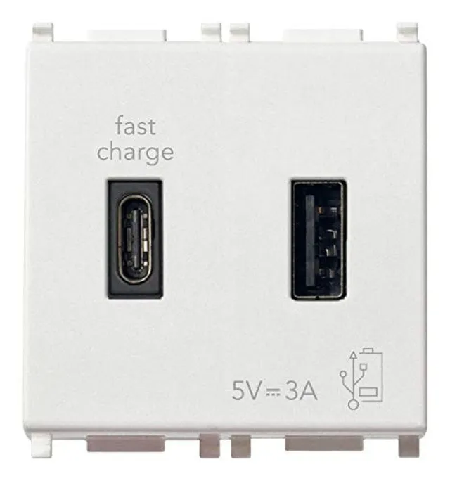 Vimar Plana 14295.AC Prise USB A+C 2 Modules Blanc