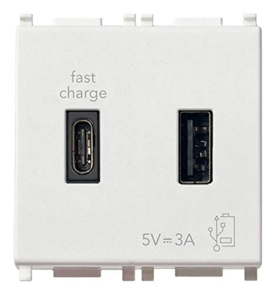 Vimar Plana 14295.AC Prise USB A+C 2 Modules Blanc