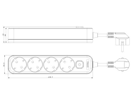 Vimar 00494.L.B multiprise 4 Schuko blanc câble 3 m