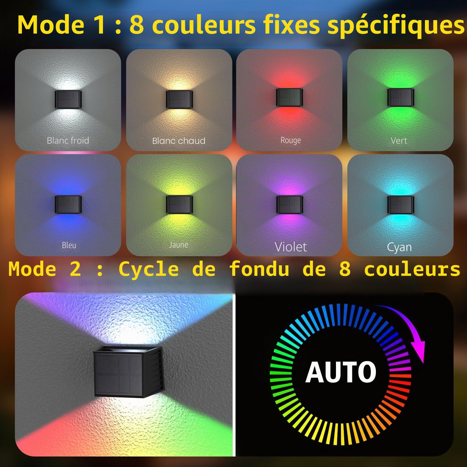 T-Sun Wall Lights Lampe solaire murale RVB IP65 2 pièces