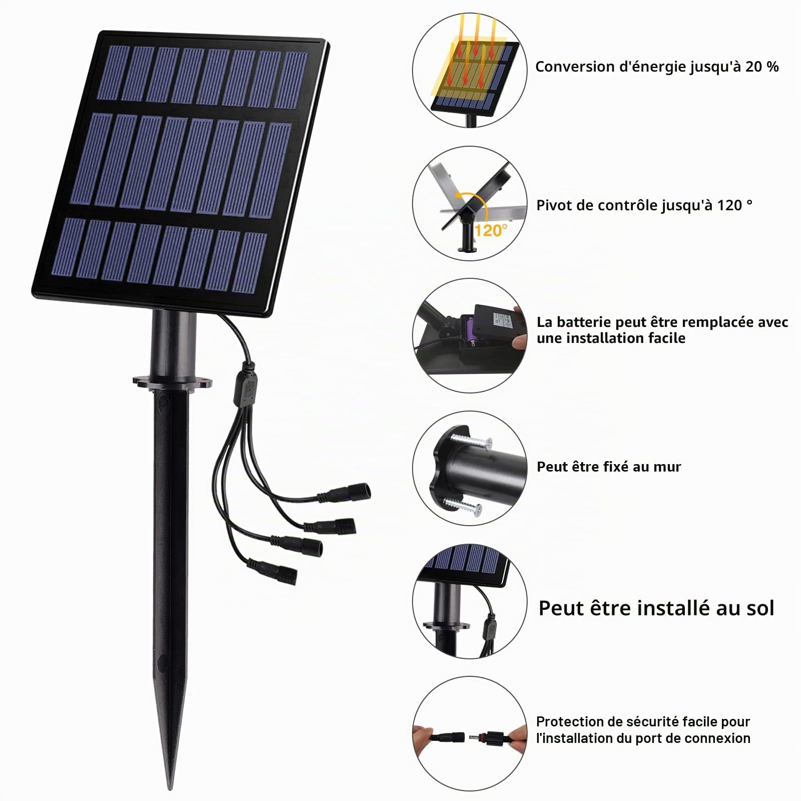 T-Sun Spot Lights 4 spots solaires blanc chaud 3000K IP65