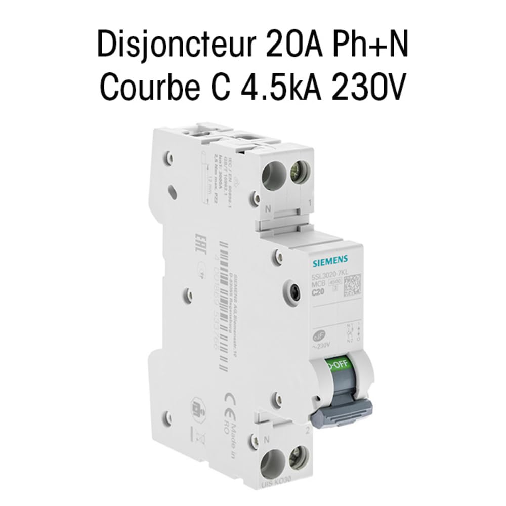 Siemens Sentron disjoncteur Ph+N 20A courbe C 4,5kA