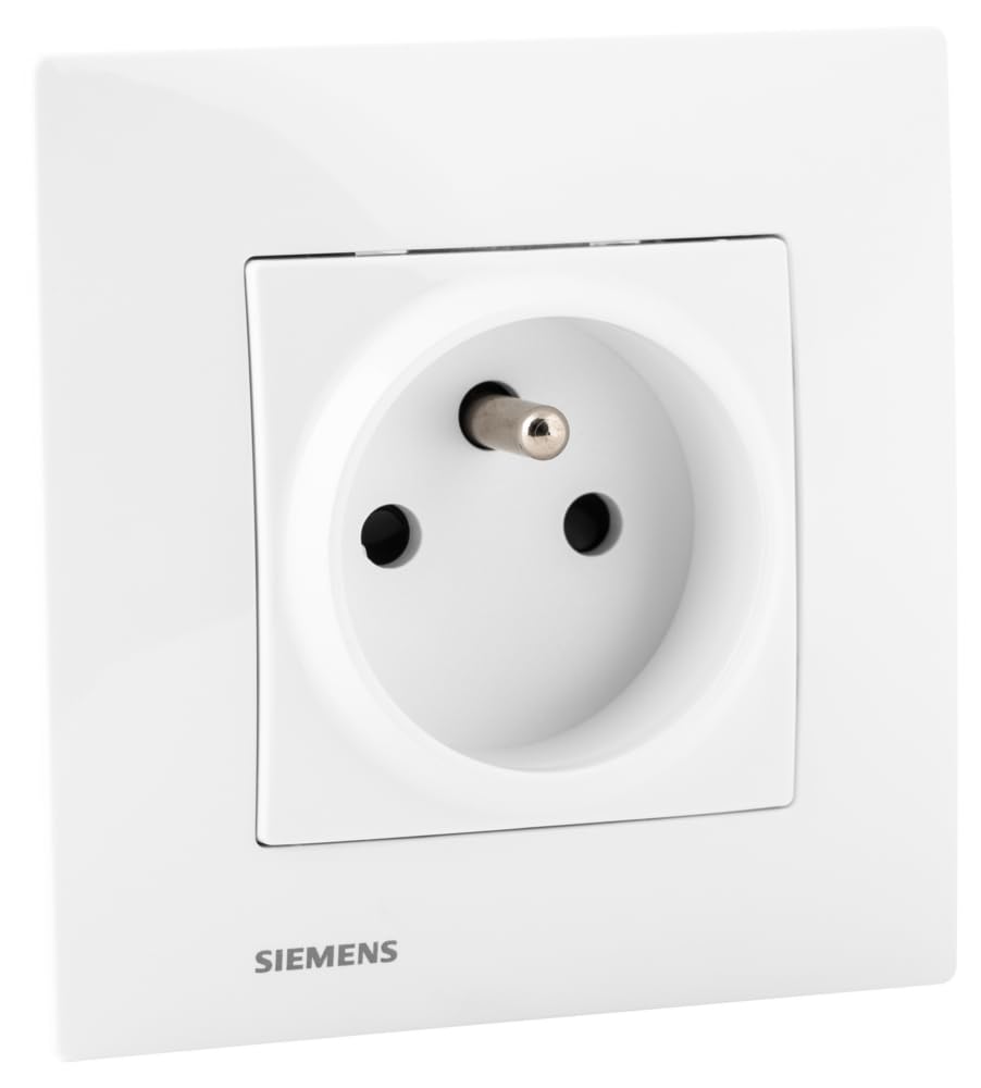 Siemens Delta Viva prise 2P+T blanc avec plaque