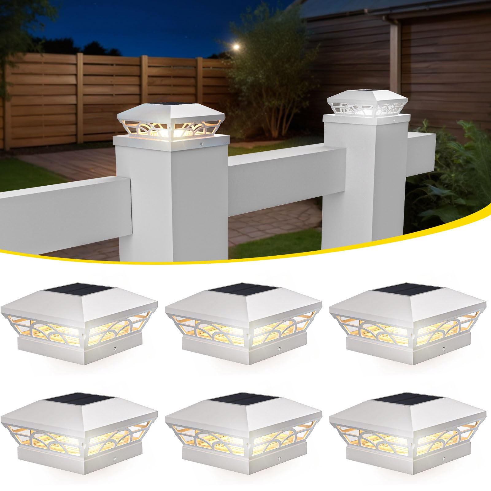 T-Sun 6P-409 lampe solaire murale blanc froid 6000K lot de 6