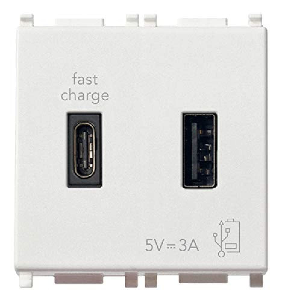 Vimar Plana 14295.AC Prise USB A+C 2 Modules Blanc