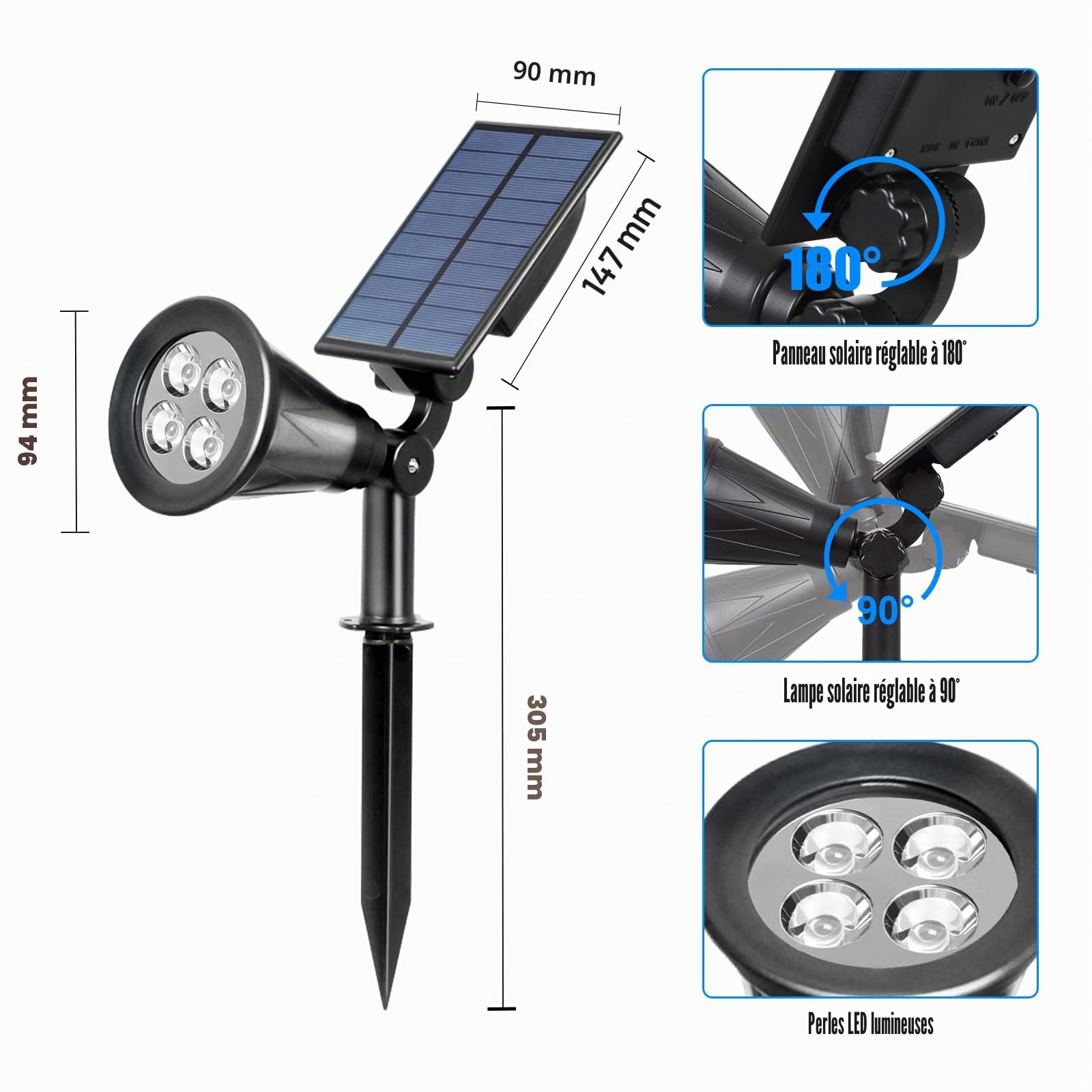 T-Sun Spot Lights spot solaire extérieur blanc froid lot de 1