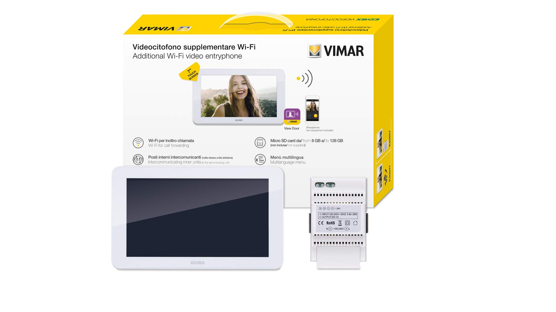 Vimar K40957 moniteur visiophone 7" tactile blanc WiFi